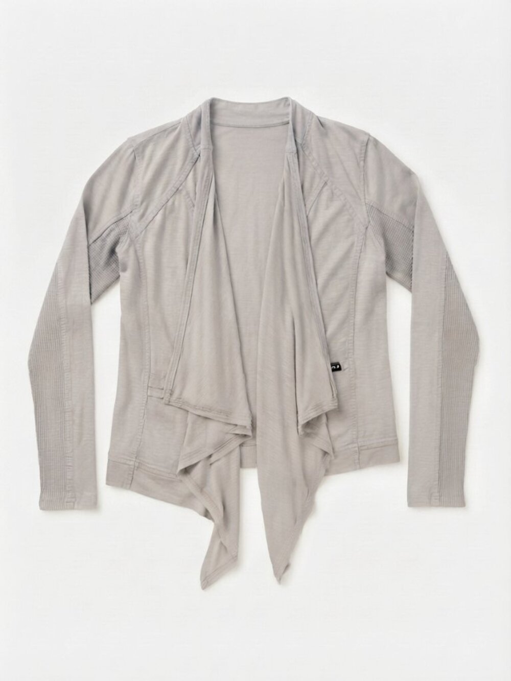HYBA - Light Grey Draped Waterfall Cardigan Athleisure Studio Wrap Jacket -Large